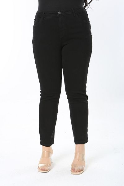 Şans Women Plus Size Black High Waist 5 Pockets Stretchy Skınny Jeans Pants 65N38899