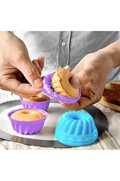 HB LİFE Silikon Cupcake Mini Kek Kalıbı-6'lı Renkli Silikon Kalıbı Yapışmaz M...