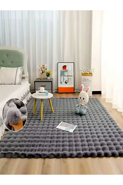 ALgorand Home Αντιολισθητικό χαλάκι από μαλακό βελούδινο χαλί ανθρακί με ειδική βάση