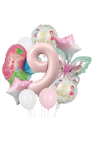 DÜVENCİ TİCARET Σετ μπαλονιών γενεθλίων με πεταλούδες Fairy Girl