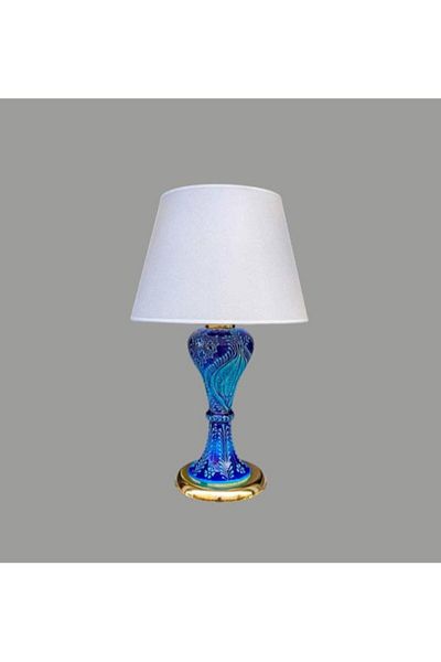 DEDE Gordi̇on Lampshade Gold Coated Blue Tile Cream Hat