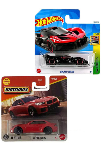 HOT WHEELS 2 Araç Set - Bugatti Bolide & Matchbox 2023 Bmw M2 (1/64)