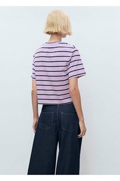 MANGO Woman Ριγέ μπλουζάκι oversize