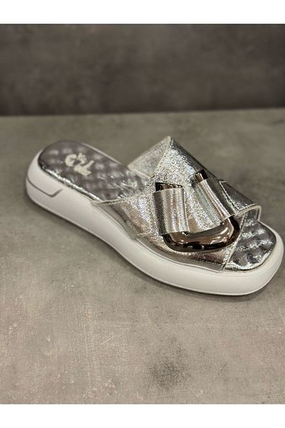 Zeyn Slippers Genuine Leather Massage Sole Lame Slippers