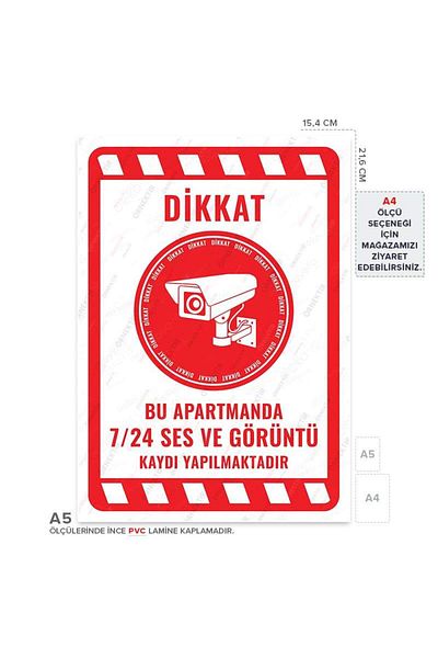 Posterya Ul02078-A5 - Audio and Video Recording Is Taking Place in This Apartment 24/7 Warning Sign (15.4×21.6cm)