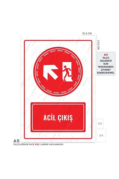 Posterya Ul01648-A5 - Emergency Exit Left Direction up Warning Sign (15,4×21,6cm)