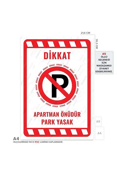 Posterya Ul02028-A4 - Apartment Front Parking Prohibited Warning Sign (21.6×30.3cm)