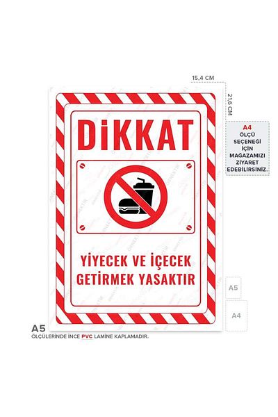 Posterya Ul02635-A5 - Bringing Food and Drinks Is Prohibited Warning Sign (15,4×21,6cm)