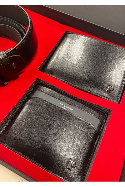 Pierre Cardin Men's Gift / Dowry Boxed Belt Card Holder and Wallet Set of 3