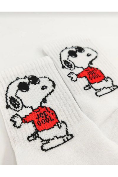 ÖZKAHRA TEKSTİL Unisex κάλτσες Snoopy Άνετες λευκές κάλτσες κολλεγίου