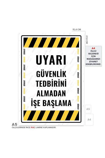 Posterya Ul01663-A5 - Warning Sign for Starting Work Without Taking Safety Measures (15,4×21,6cm)