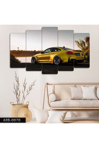 EVLOYA Altın Bmw - 5 Parçalı Araba Tablo