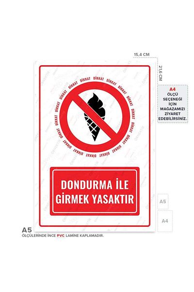 Posterya Ul01569-A5 - It Is Forbidden to Enter with Ice Cream Warning Sign (15,4×21,6cm)