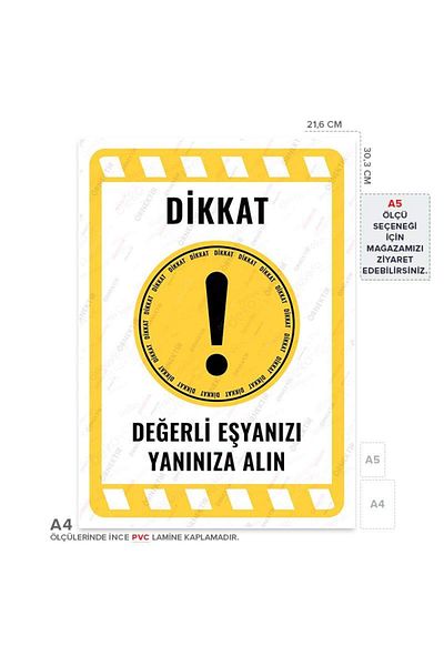 Posterya Ul02195-A4 - Bring Your Valuables with You Warning Sign (21,6×30,3cm)