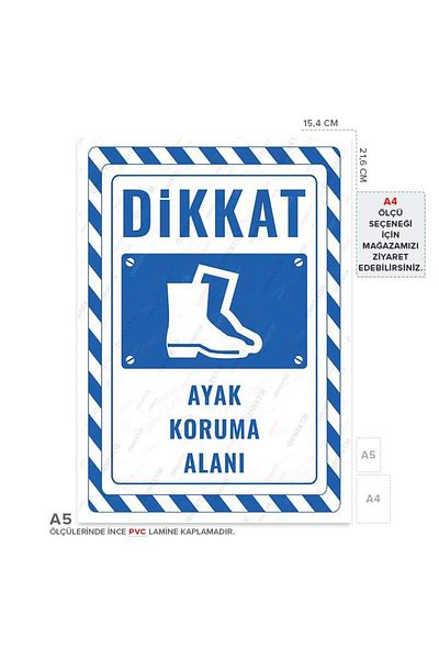 Posterya Ul02778-A5 - Foot Protection Area Warning Sign (15.4×21.6cm)