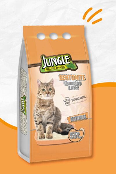 Jungle Bentonit Natural 5 Lt Kedi Kumu %100 Doğal Yeni Koruyucu Ambalajda Ben...