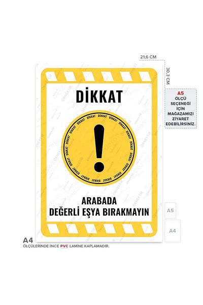 Posterya Ul02194-A4 - Do Not Leave Valuables in the Car Warning Sign (21.6×30.3cm)