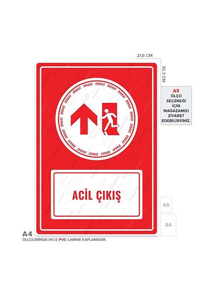 Posterya Ul01649-A4 - Emergency Exit Left Direction up Warning Sign (21.6×30.3cm)