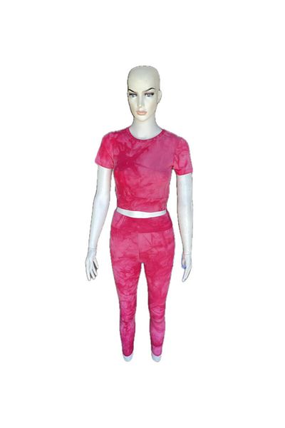LOOKSOCKS Tie Dye Patterned Sports Crop Top - Blue, Pink, Fuchsia, Smoked, Green, Shuberni, Burgundy