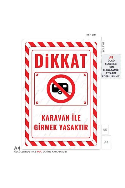 Posterya Ul02655-A4 - It Is Forbidden to Enter with Caravan Warning Sign (21,6×30,3cm)