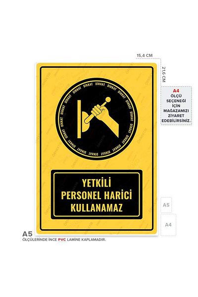 Posterya Ul01065-A5 - Authorized Personnel Not Use External Warning Sign (15,4×21,6cm)