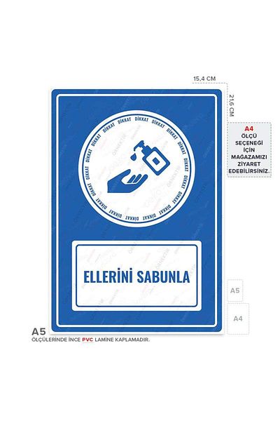 Posterya Ul01081-A5 - Hands with Soap Warning Sign (15,4×21,6cm)