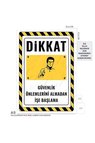 Posterya Ul02720-A5 - Warning Sign for Starting Work Without Taking Safety Measures (15,4×21,6cm)