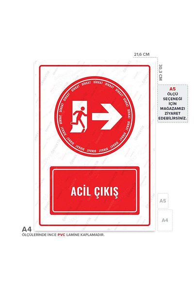 Posterya Ul01642-A4 - Emergency Exit Right Direction Warning Sign (21.6×30.3cm)