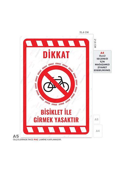Posterya Ul02238-A5 - It Is Forbidden to Enter with a Bicycle Warning Sign (15,4×21,6cm)