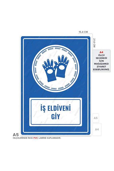 Posterya Ul01123-A5 - Work Gloves Wear Warning Sign (15,4×21,6cm)