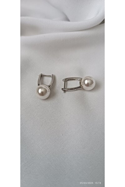 ARİ TAKI Silver Steel Earrings with Pearls