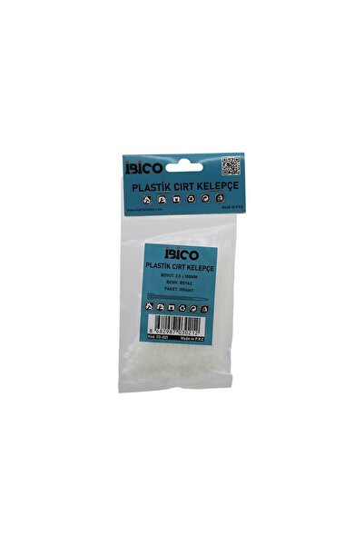 Go İthalat 100 قطعة مشبك بلاستيكي أبيض 2.5×100 مم (5332)