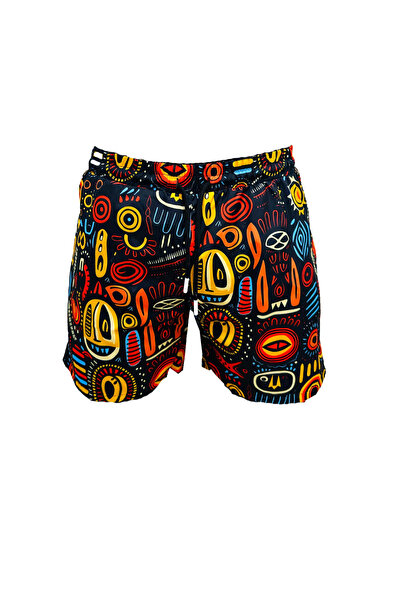 ibeeka Pantaloni scurți de baie pentru bărbați, cu model tribal de bază, mări...
