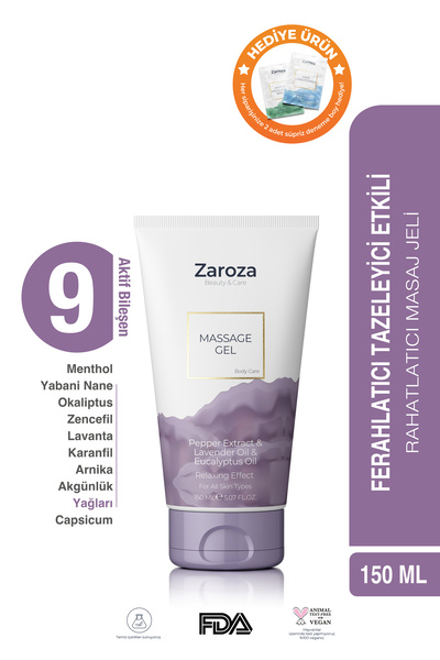 ZAROZA Masaj Jeli - Biber Ekstresi Ve Okaliptus Yağ & Lavanta - Massage Gel -...
