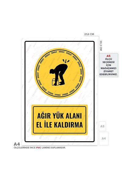Posterya Ul01054-A4 - Heavy Load Area Hand Lift Warning Sign (21.6×30.3cm)
