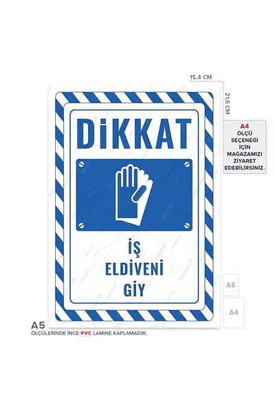 Posterya Ul02375-A5 - Work Gloves Wear Warning Sign (15,4×21,6cm)