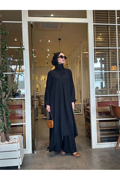 NS Moda Model negru Hijab Mina Set-538