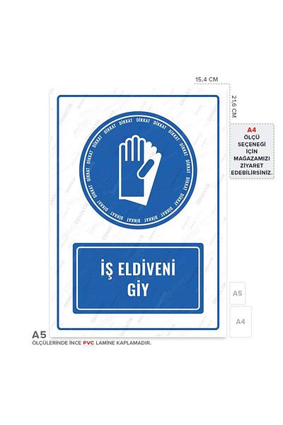 Posterya Ul01134-A5 - Work Gloves Wear Warning Sign (15,4×21,6cm)