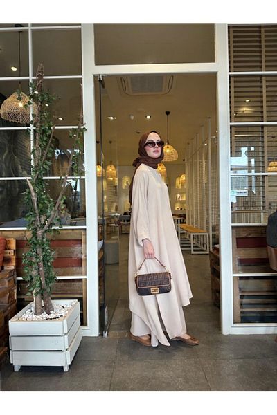 NS Moda Set Hijab Mina Cremă Model-538