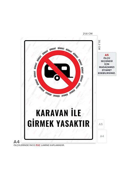 Posterya Ul01584-A4 - It Is Forbidden to Enter with Caravan Warning Sign (21,6×30,3cm)