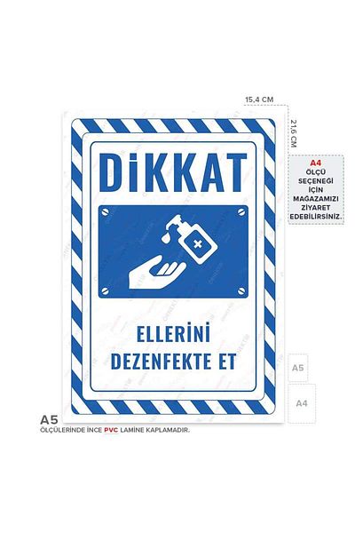 Posterya Ul02351-A5 - Disinfect Hands Warning Sign (15,4×21,6cm)