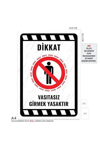 Posterya Ul02237-A4 - It Is Forbidden to Enter Without Vassit Warning Sign (21,6×30,3cm)