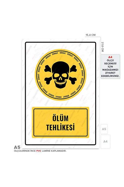 Posterya Ul01042-A5 - Death Hazard Warning Sign (15.4×21.6cm)