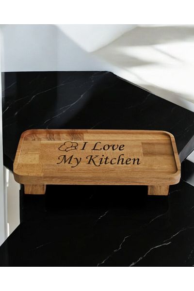 Royal Hediyelik Decorative 22X11Cm 1 Piece Rectangular Wooden Oil Pot Base and Kitchen Organizer, with Legs