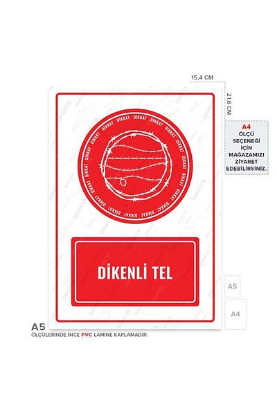Posterya Ul01502-A5 - Barbed Wire Warning Sign (15.4×21.6cm)