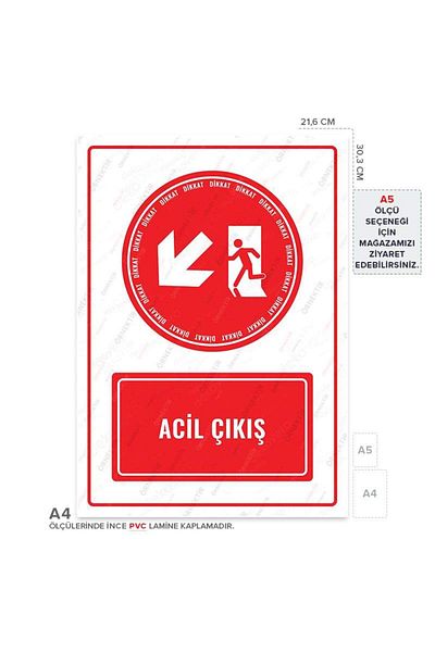 Posterya Ul01644-A4 - Emergency Exit Left Direction down Warning Sign (21,6×30,3cm)