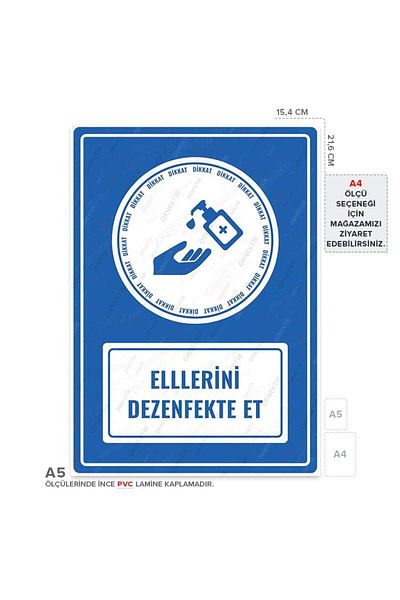 Posterya Ul01085-A5 - Hands Disinfecting Warning Sign (15,4×21,6cm)