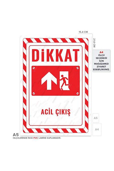 Posterya Ul02696-A5 - Emergency Exit Left Direction up Warning Sign (15,4×21,6cm)