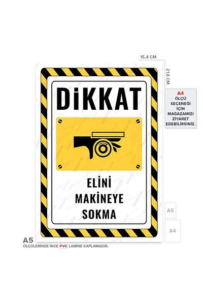Posterya Ul02338-A5 - Warning Sign for Putting Your Hand in the Machine (15,4×21,6cm)