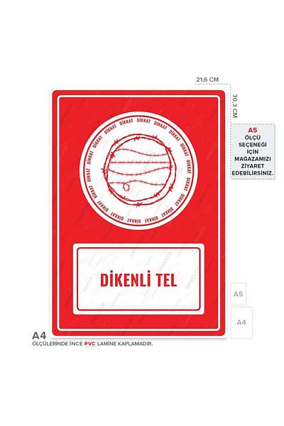 Posterya Ul01501-A4 - Barbed Wire Warning Sign (21.6×30.3cm)